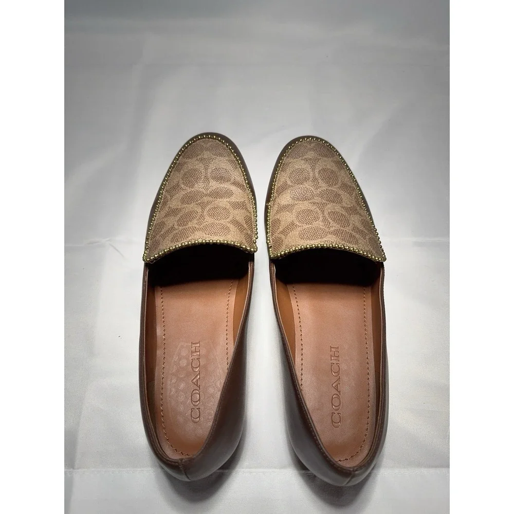 Coach Harper Beadchain Trim Leather Loafers Size 9.5 Women's Shoes‎ Msrp $500